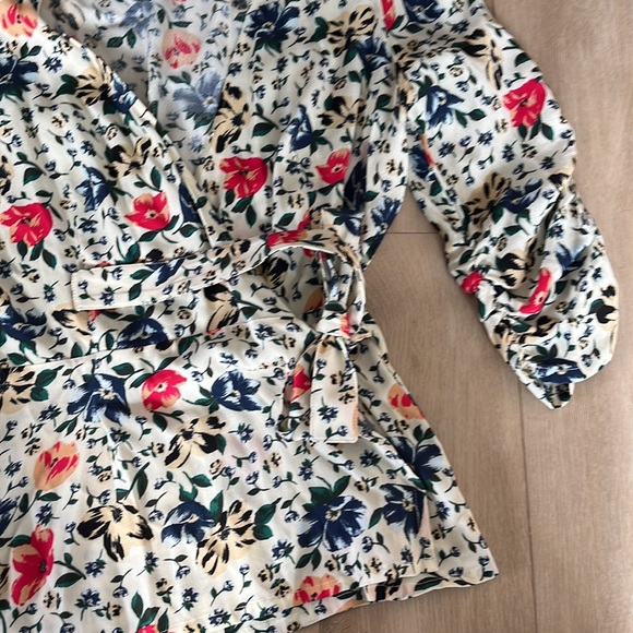 Ba&Sh Paco Rouched Floral Print Crepe Wrap Blouse small - Picture 5 of 10